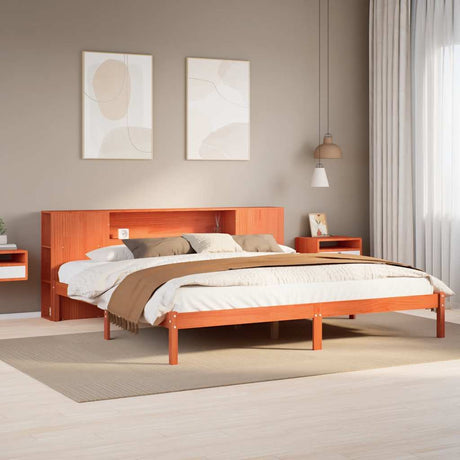 Bookcase Bed Without Mattress King Size Solid Wood Pine
