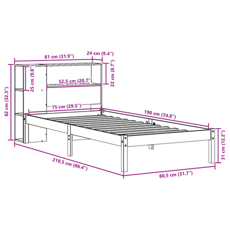 Bookcase Bed Without Mattress Small Single Solid Wood Pine