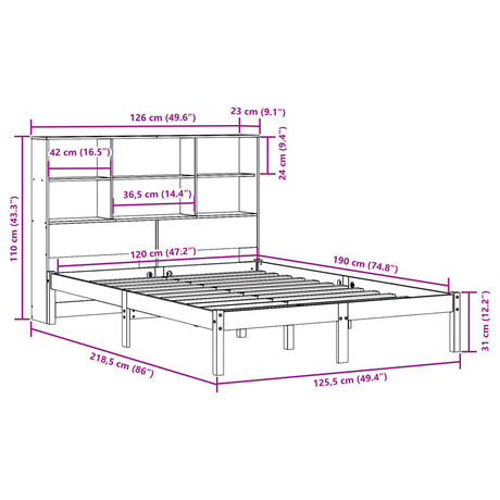 Bookcase Bed Without Mattress Small Double Solid Wood Pine