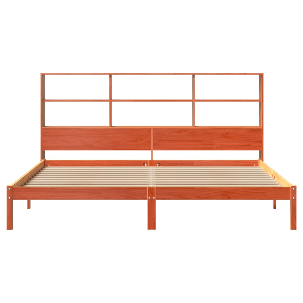 Bookcase Bed without Mattress Wax Brown 180x200 cm Super King Solid Wood Pine
