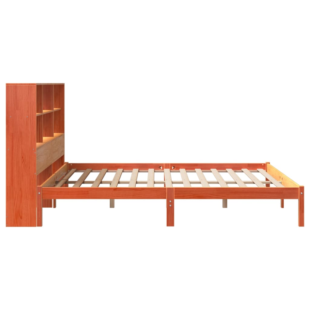 Bookcase Bed without Mattress Wax Brown 180x200 cm Super King Solid Wood Pine