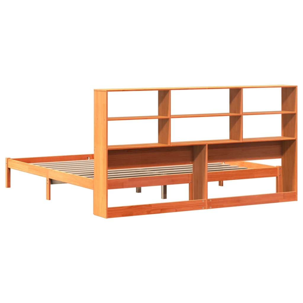 Bookcase Bed without Mattress Wax Brown 180x200 cm Super King Solid Wood Pine