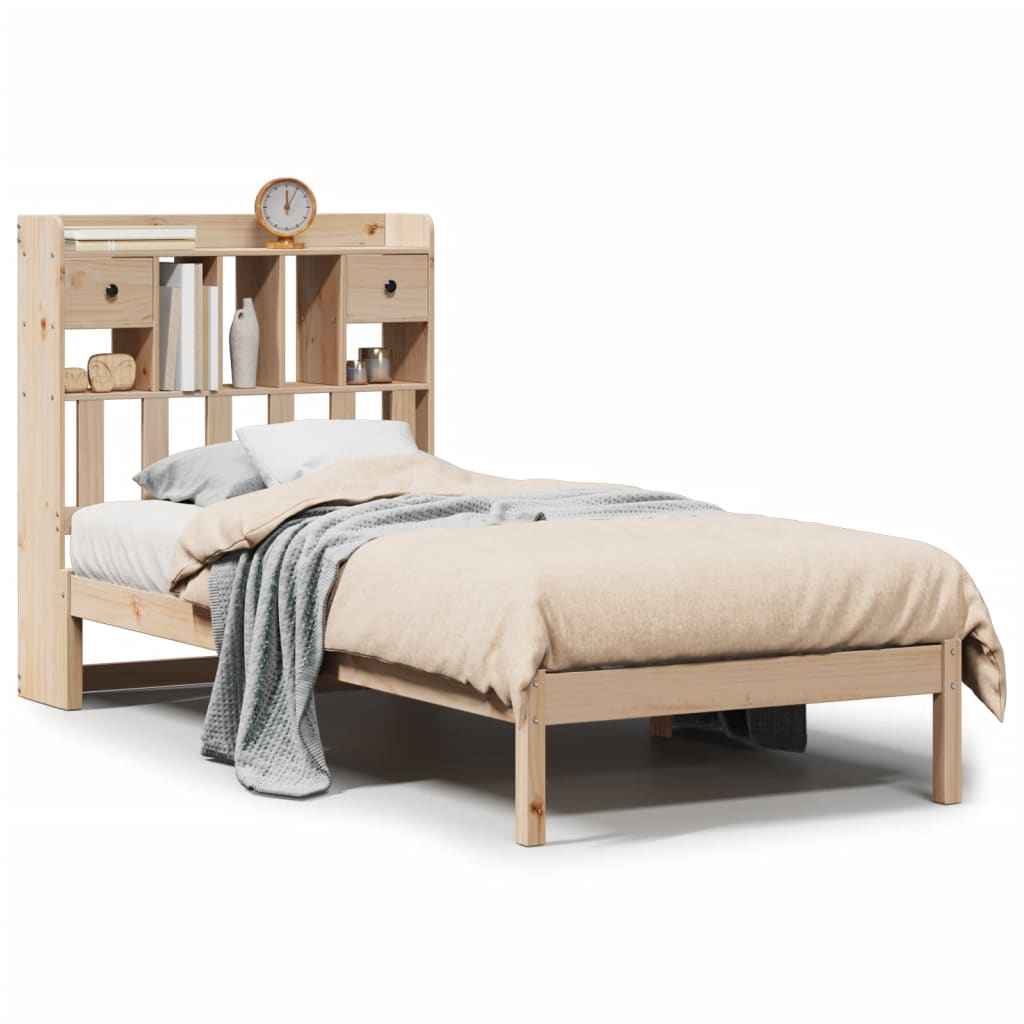 Bookcase Bed Without Mattress Solid Wood Pine