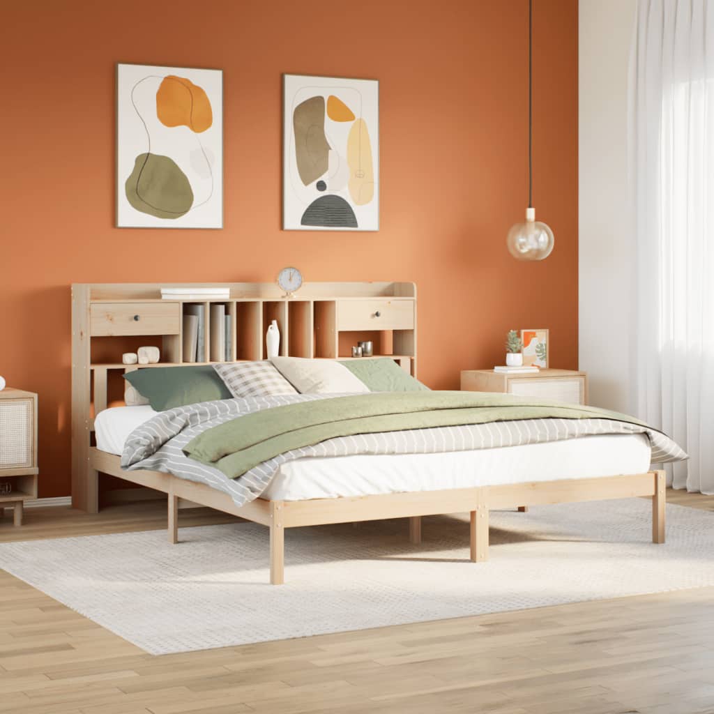 Bookcase Bed Without Mattress Solid Wood Pine