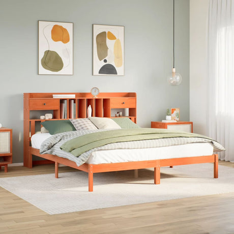 Bookcase Bed Without Mattress Solid Wood Pine