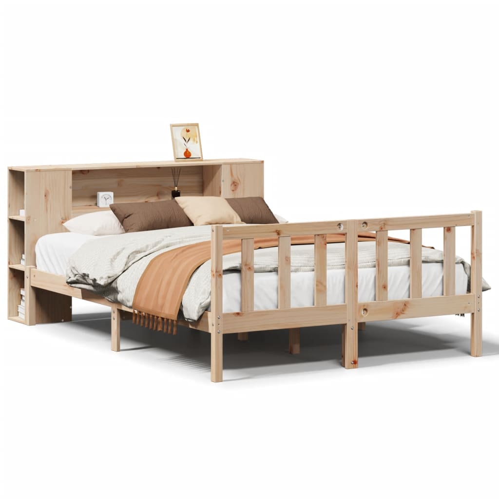 Bookcase Bed without Mattress 160x200 cm Solid Wood Pine
