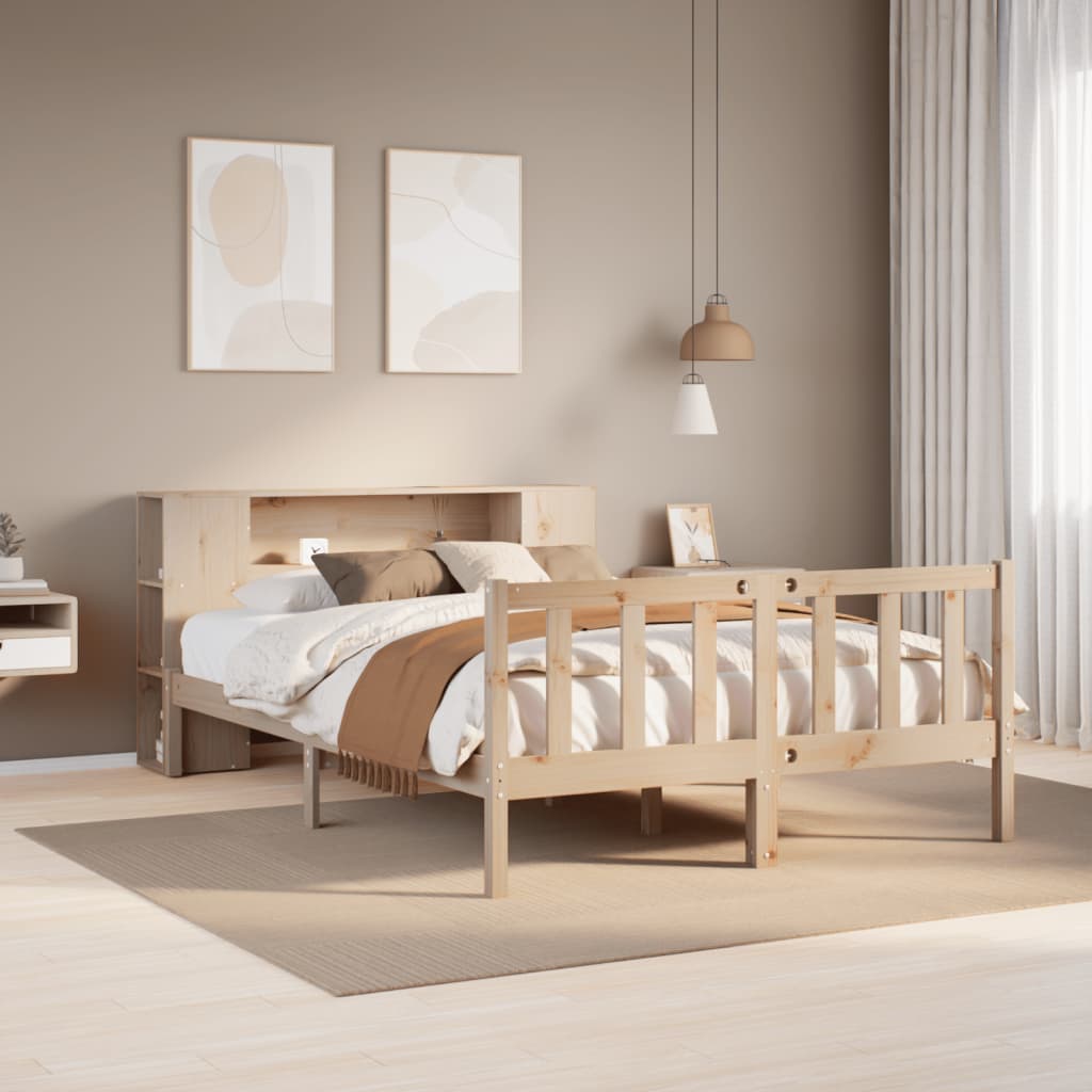 Bookcase Bed without Mattress 160x200 cm Solid Wood Pine
