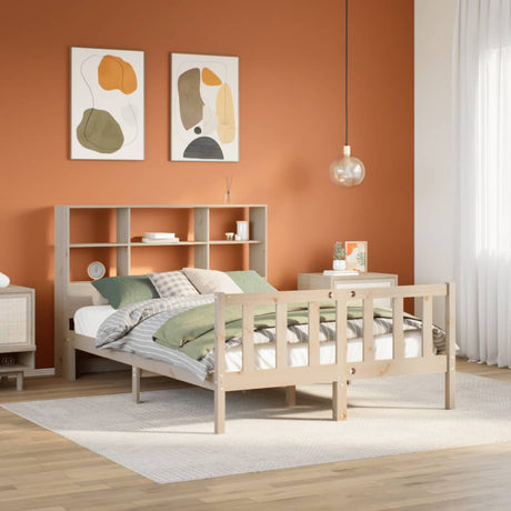 Bookcase Bed Without Mattress Double Solid Wood Pine