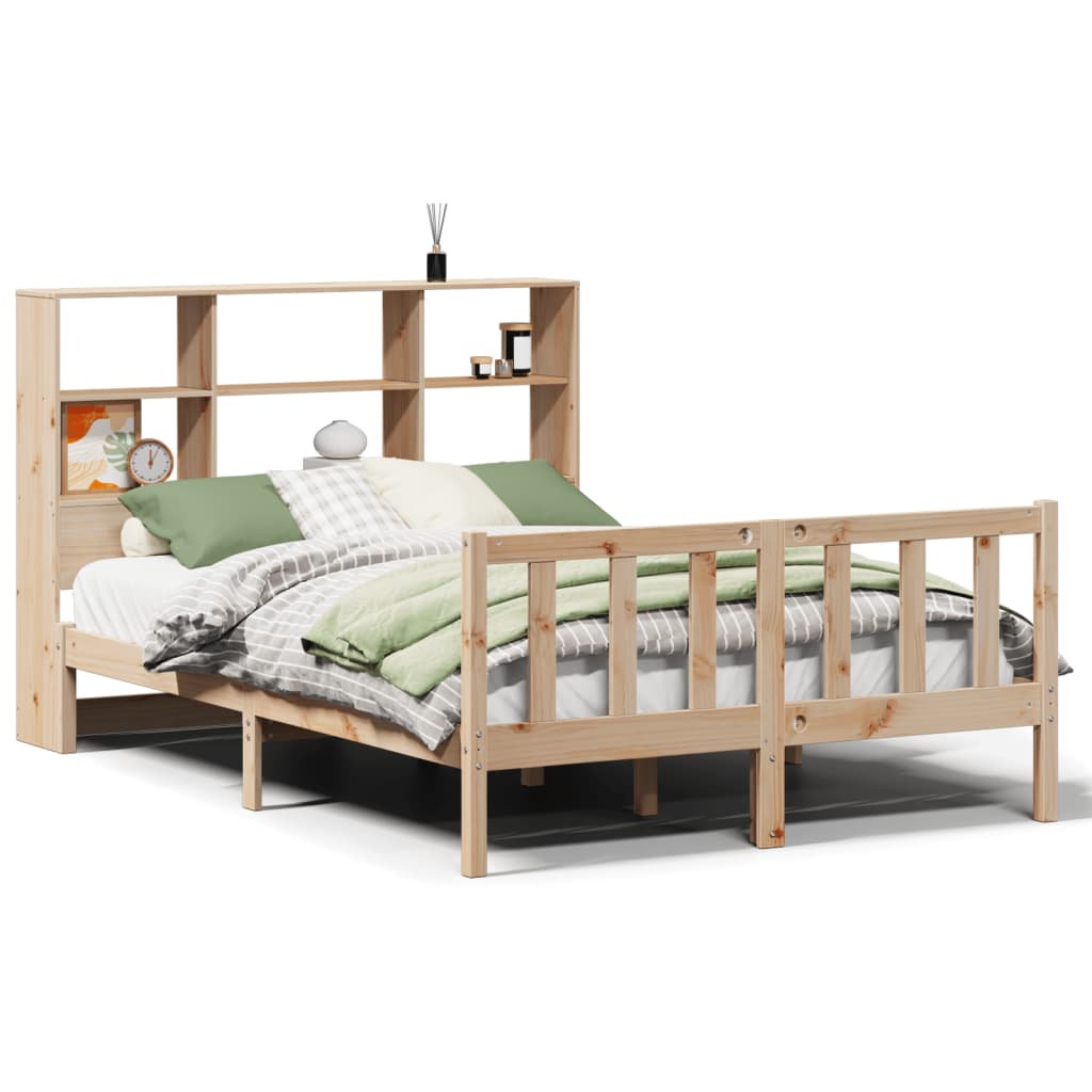 Bookcase Bed without Mattress 135x190 cm Double Solid Wood Pine
