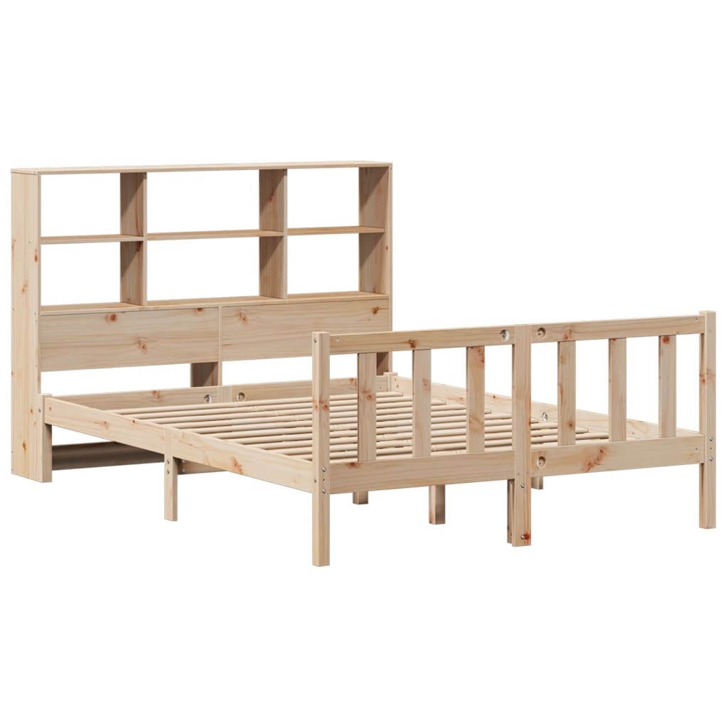 Bookcase Bed without Mattress 135x190 cm Double Solid Wood Pine
