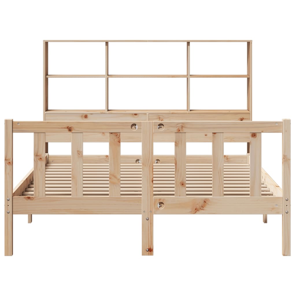 Bookcase Bed without Mattress 135x190 cm Double Solid Wood Pine