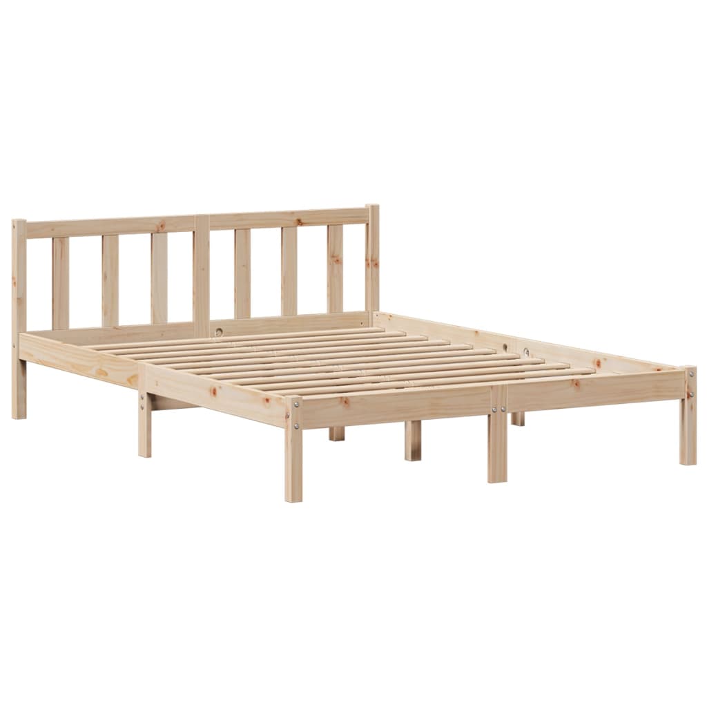 Bookcase Bed without Mattress 135x190 cm Double Solid Wood Pine