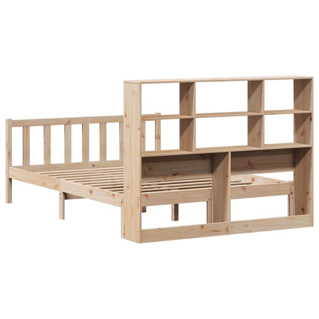 Bookcase Bed without Mattress 135x190 cm Double Solid Wood Pine