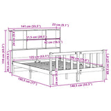 Bookcase Bed without Mattress 135x190 cm Double Solid Wood Pine