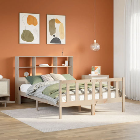 Bookcase Bed Without Mattress Double Solid Wood Pine