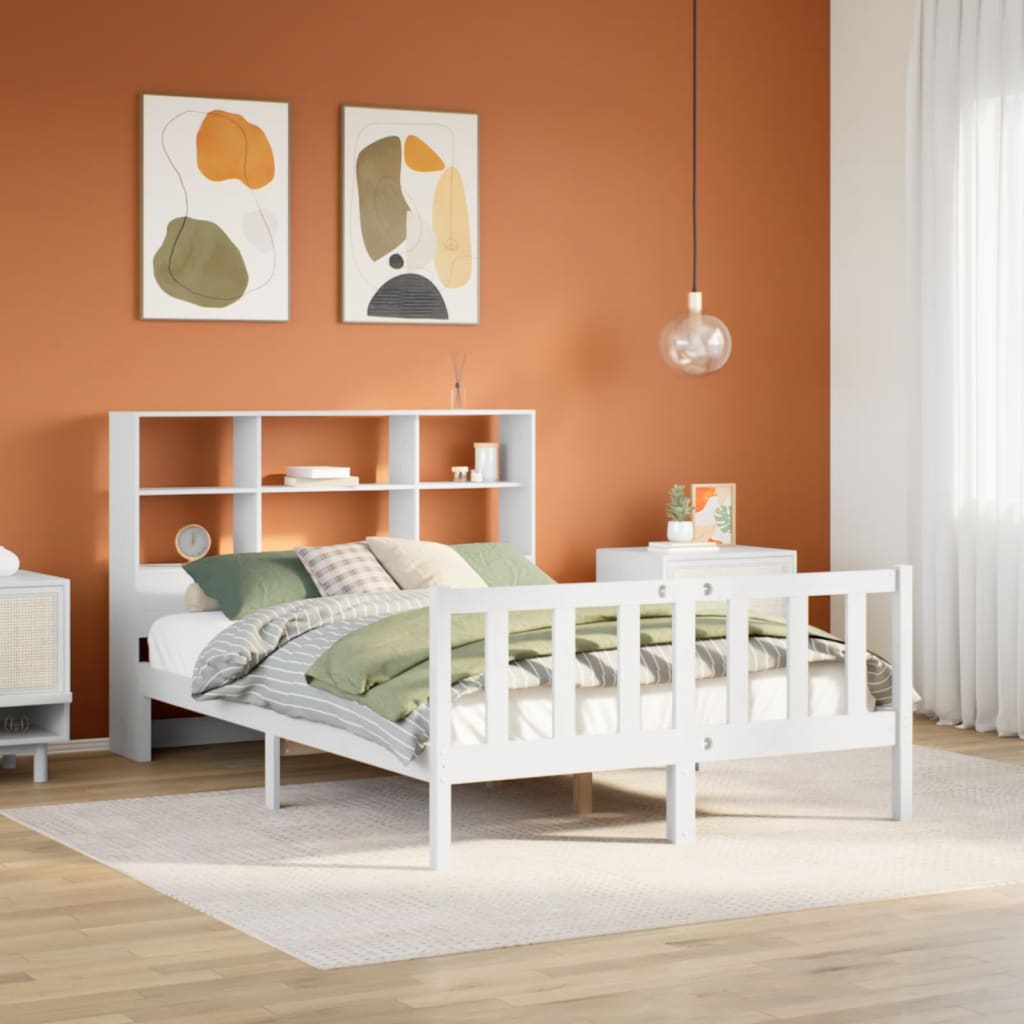 Bookcase Bed Without Mattress Double Solid Wood Pine