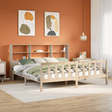 Bookcase Bed Without Mattress Double Solid Wood Pine