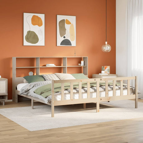 Bookcase Bed Without Mattress Double Solid Wood Pine