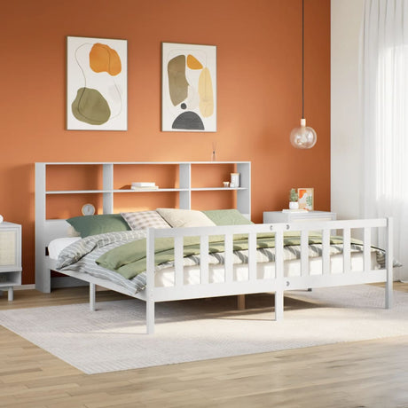 Bookcase Bed Without Mattress Double Solid Wood Pine