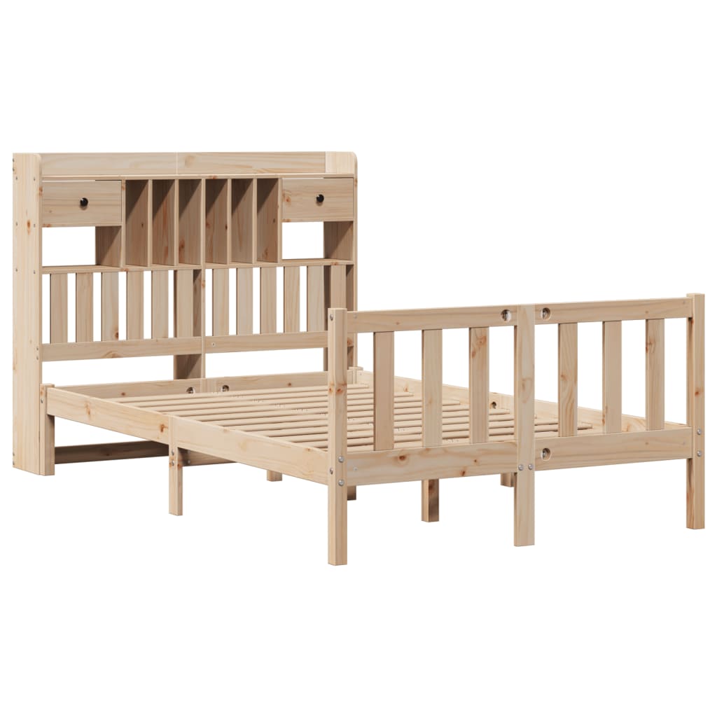 Bookcase Bed without Mattress 135x190 cm Double Solid Wood Pine
