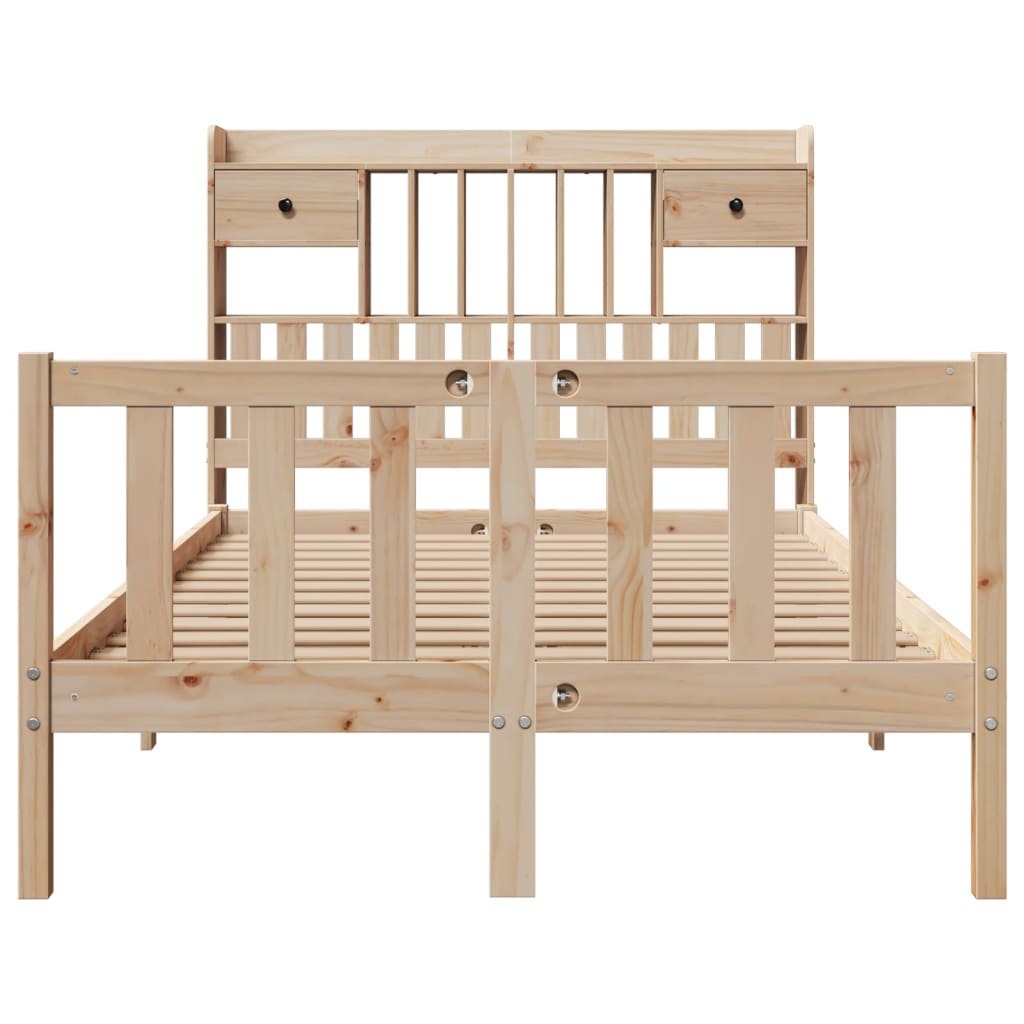 Bookcase Bed without Mattress 135x190 cm Double Solid Wood Pine