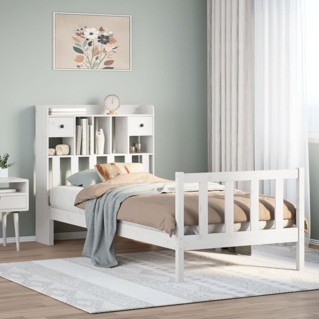 Bookcase Bed Without Mattress Single Solid Wood Pine