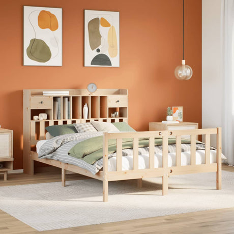 Bookcase Bed Without Mattress Single Solid Wood Pine