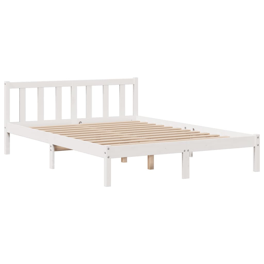 Bookcase Bed without Mattress White 140x200 cm Solid Wood Pine
