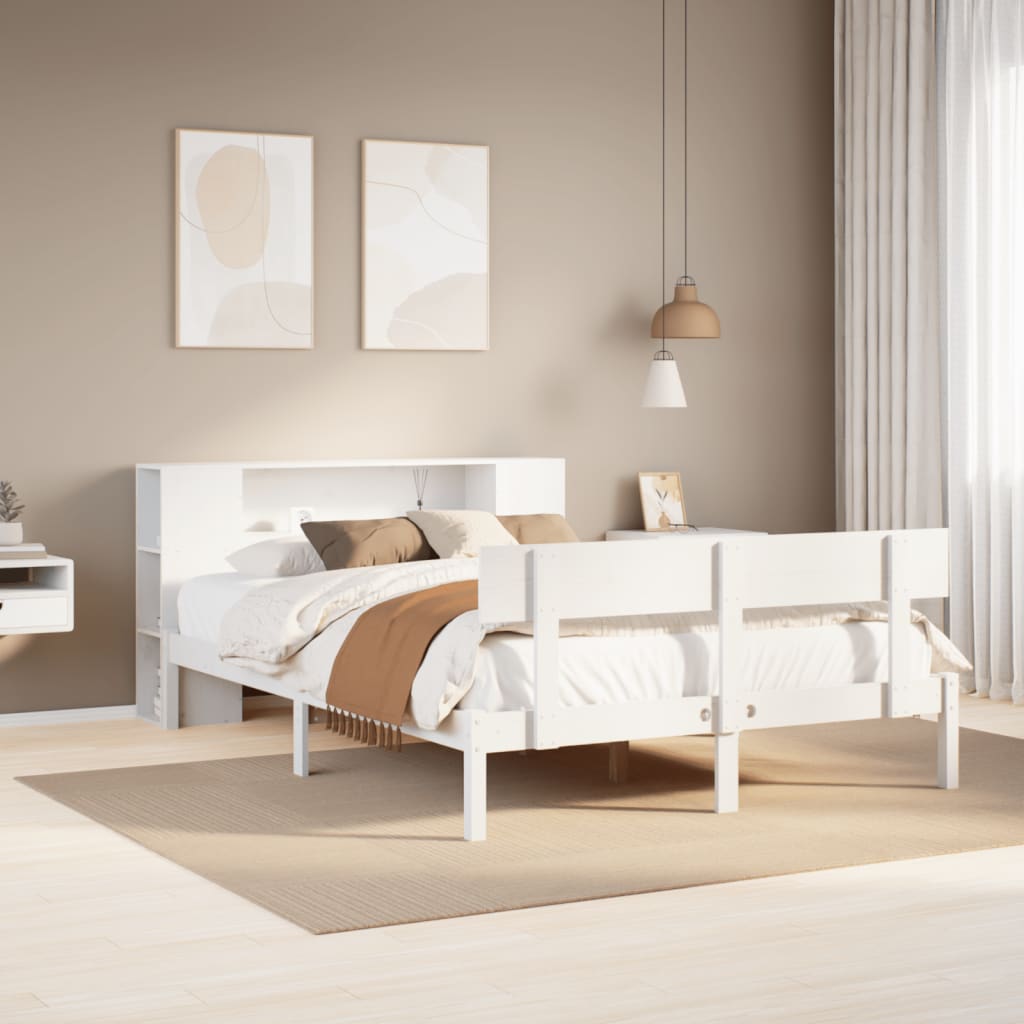 Bookcase Bed Without Mattress King Size Solid Wood Pine