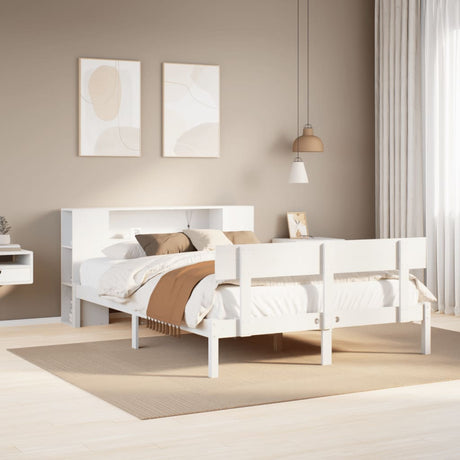 Bookcase Bed Without Mattress King Size Solid Wood Pine
