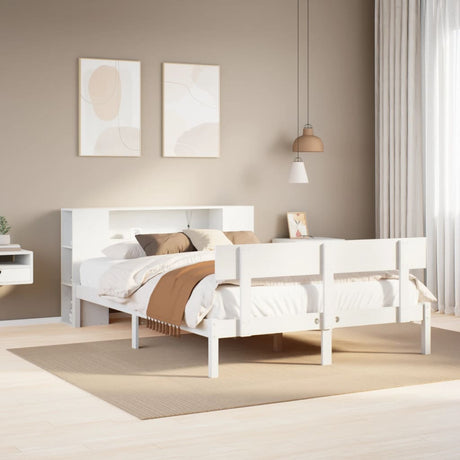 Bookcase Bed Without Mattress King Size Solid Wood Pine