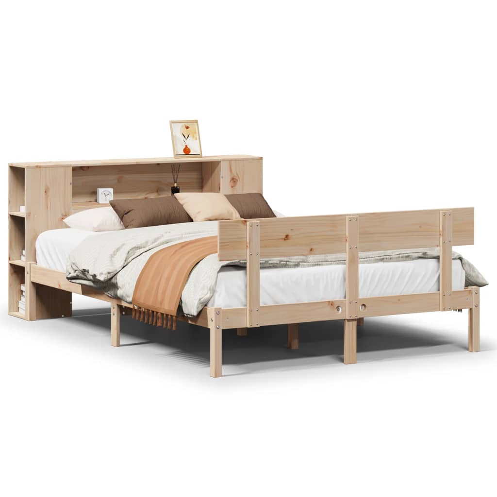 Bookcase Bed Without Mattress King Size Solid Wood Pine