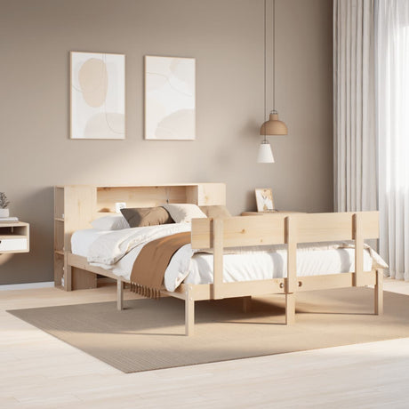 Bookcase Bed Without Mattress King Size Solid Wood Pine