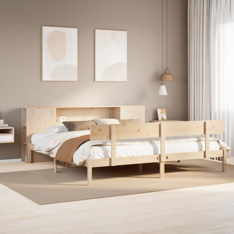 Bookcase Bed Without Mattress King Size Solid Wood Pine