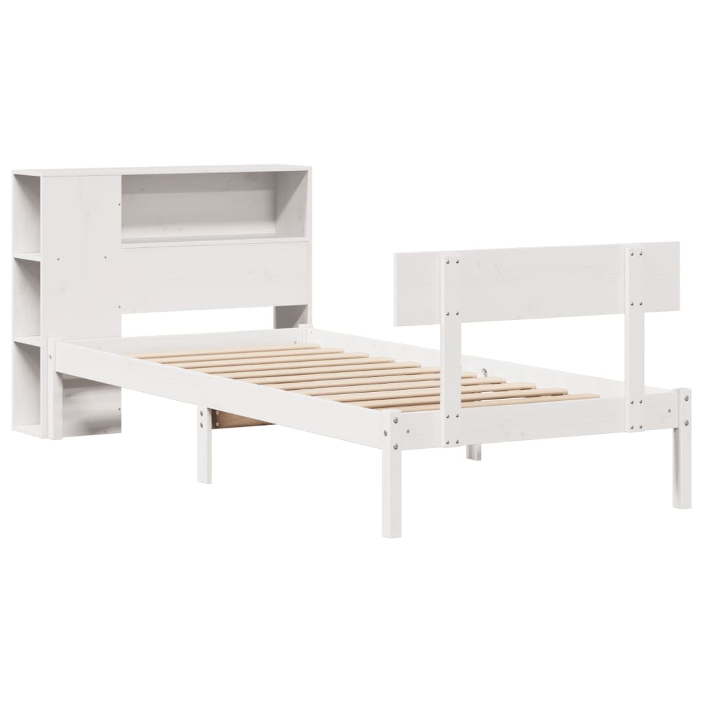 Bookcase Bed without Mattress White 75x190 cm Small Single Solid Wood Pine