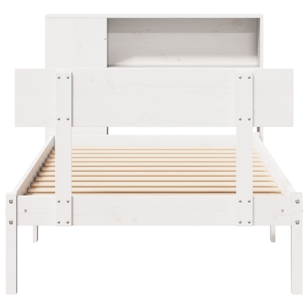 Bookcase Bed without Mattress White 90x190 cm Single Solid Wood Pine