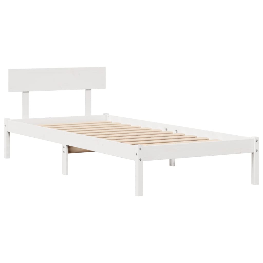 Bookcase Bed without Mattress White 90x190 cm Single Solid Wood Pine