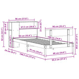 Bookcase Bed without Mattress White 90x190 cm Single Solid Wood Pine