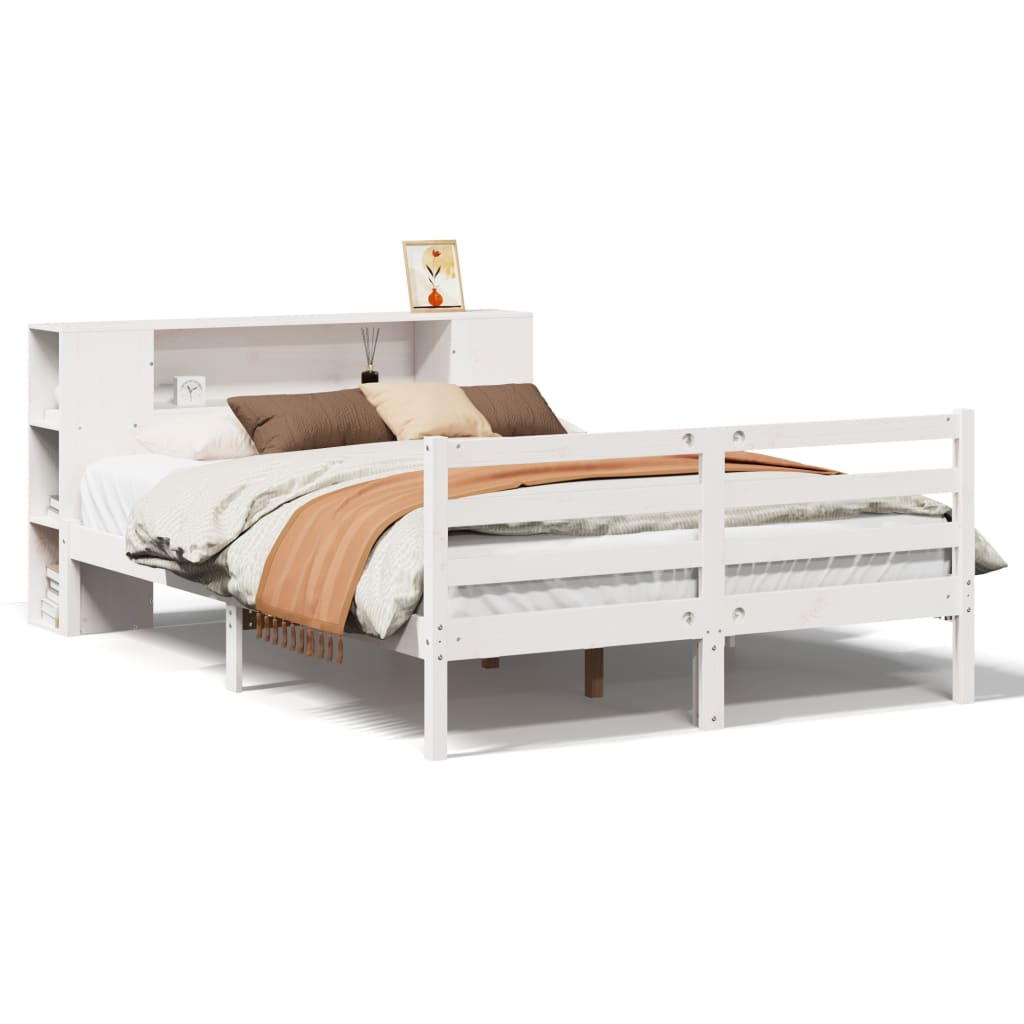 Bookcase Bed without Mattress White 120x190 cm Small Double Solid Wood Pine