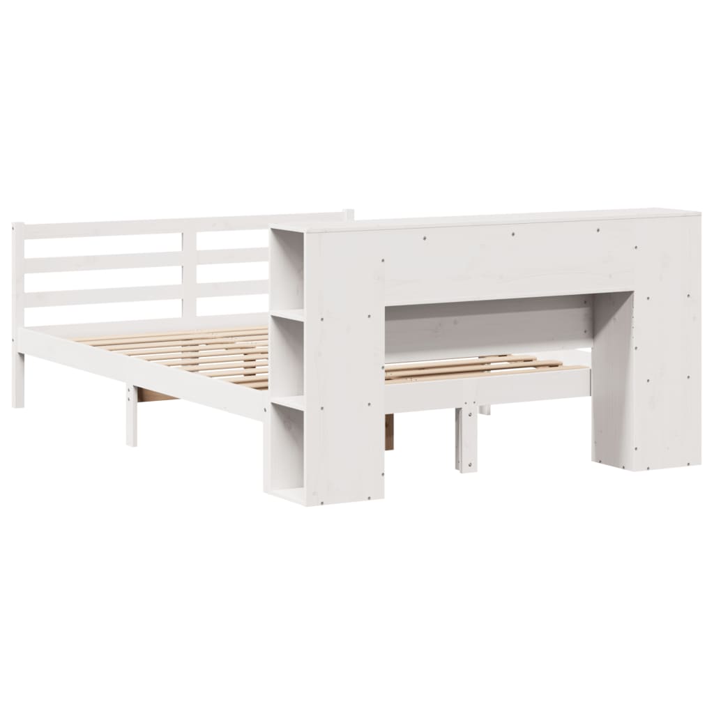 Bookcase Bed without Mattress White 120x190 cm Small Double Solid Wood Pine
