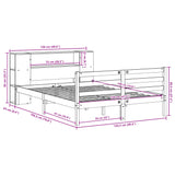 Bookcase Bed without Mattress White 120x190 cm Small Double Solid Wood Pine
