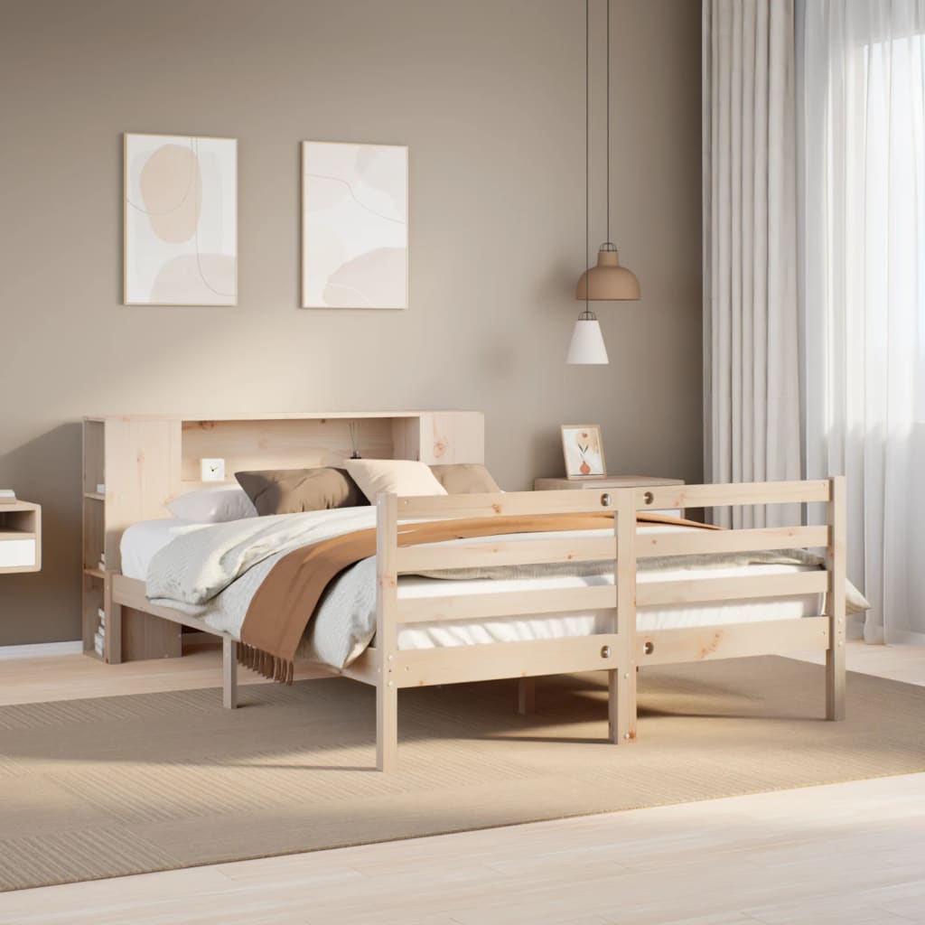 Bookcase Bed without Mattress 120x200 cm Solid Wood Pine