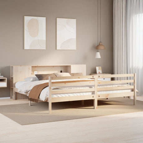 Bookcase Bed Without Mattress King Size Solid Wood Pine