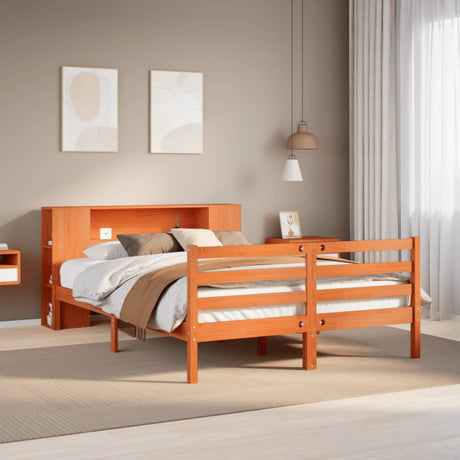 Bookcase Bed Without Mattress King Size Solid Wood Pine
