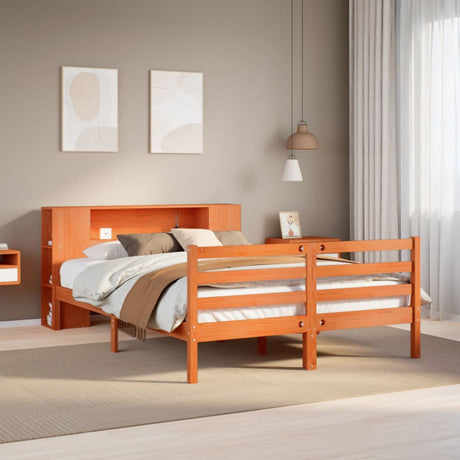Bookcase Bed Without Mattress King Size Solid Wood Pine