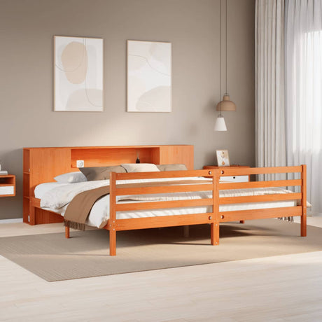 Bookcase Bed Without Mattress King Size Solid Wood Pine