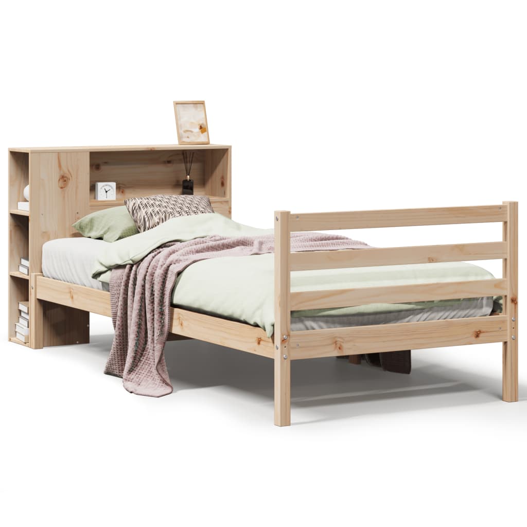 Bookcase Bed without Mattress 90x200 cm Solid Wood Pine