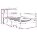 Bookcase Bed without Mattress 90x200 cm Solid Wood Pine