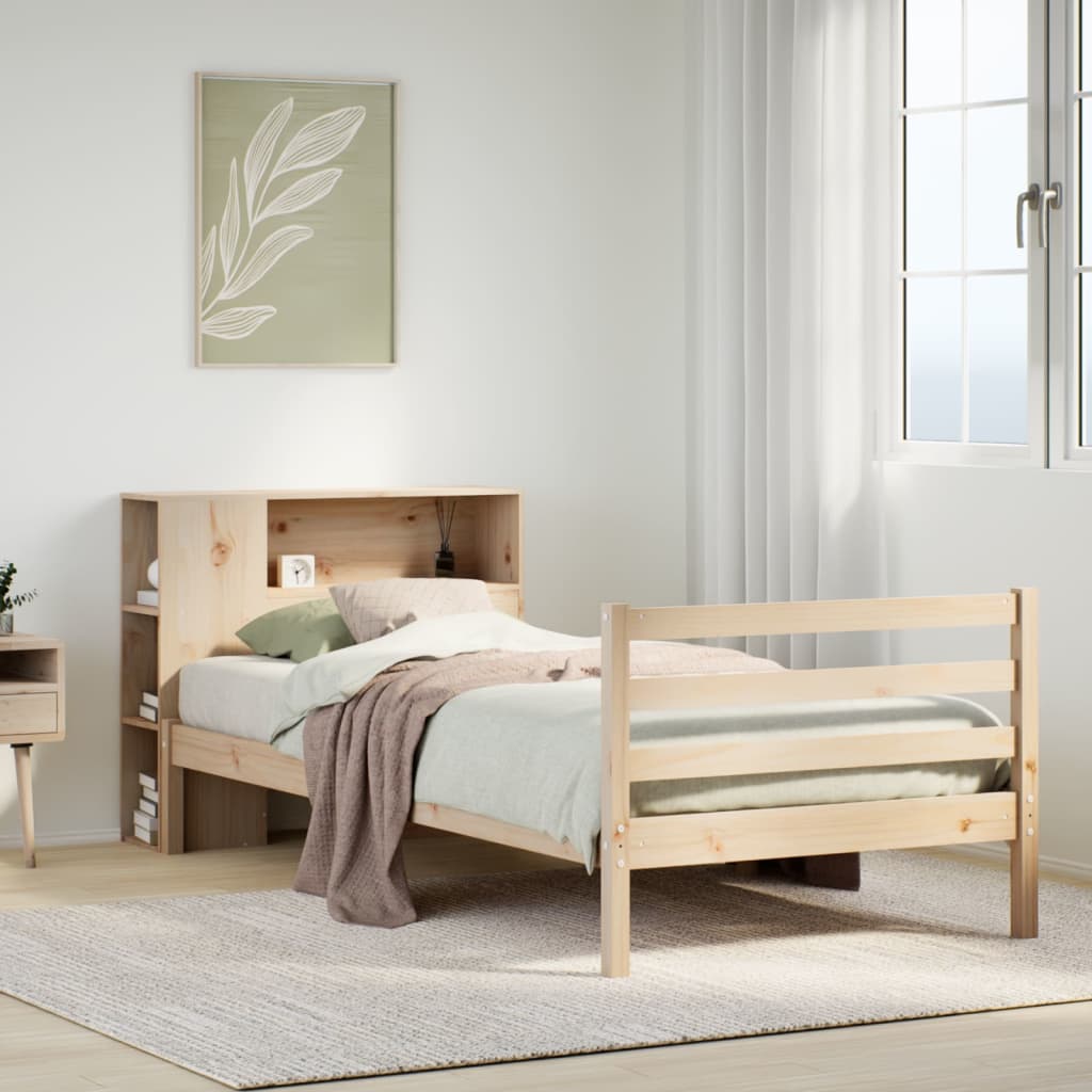 Bookcase Bed without Mattress 90x200 cm Solid Wood Pine