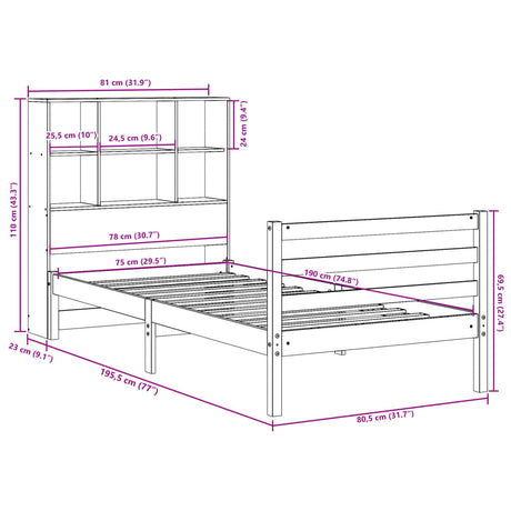 Bookcase Bed Without Mattress Small Single Solid Wood Pine